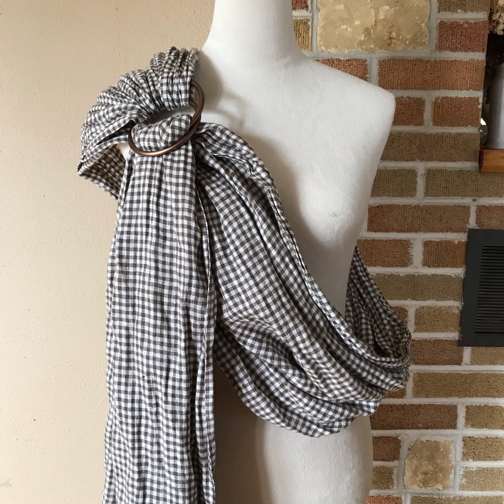 WildBird Brown and White gingham Checkered Ring Sling